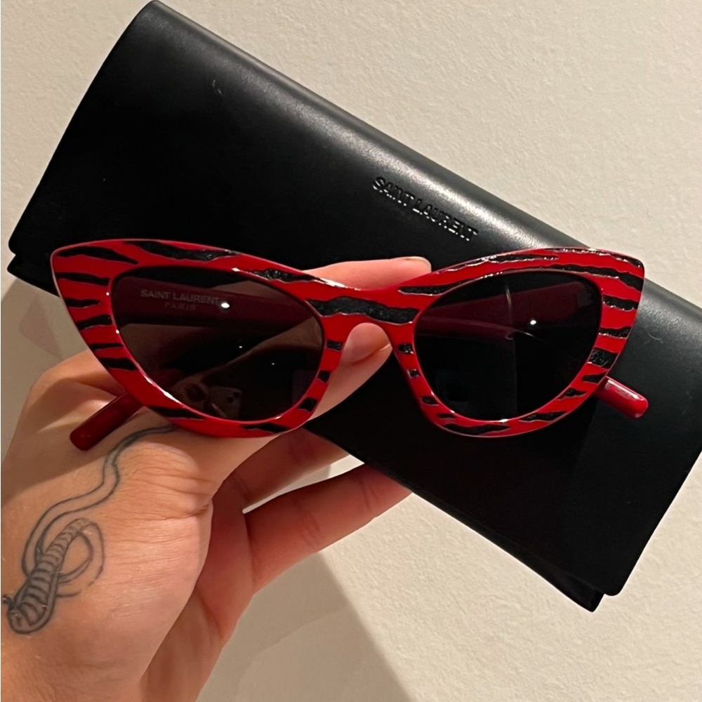 Saint Laurent Lily sunglasses SL213 red & black zebra print